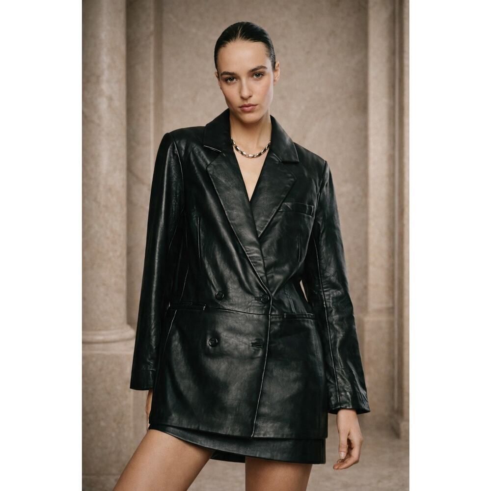Reformation x Veda Dalia relaxed leather blazer black XS
